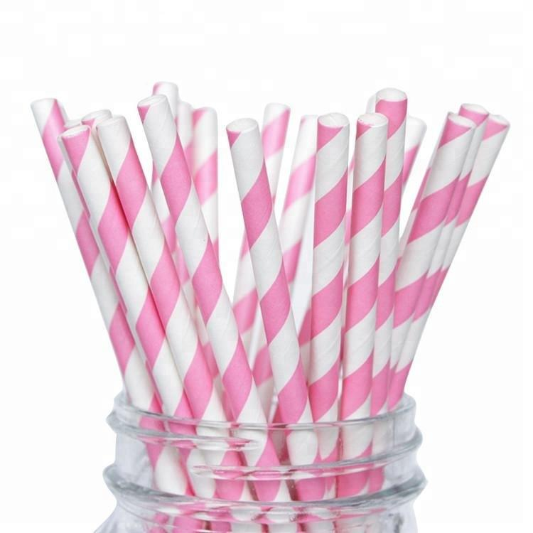 PLA Drinking Paper Straws Rainbow stripe paper drinking straws