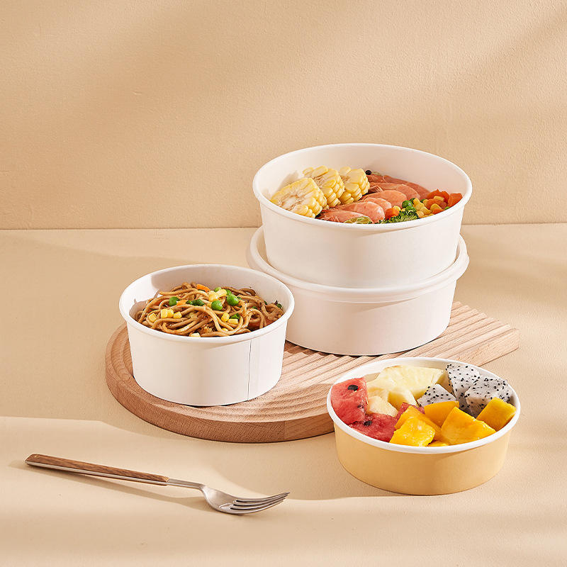 Customized Print Paper Salad Bowl Various Kraft Paper Bowl withLids