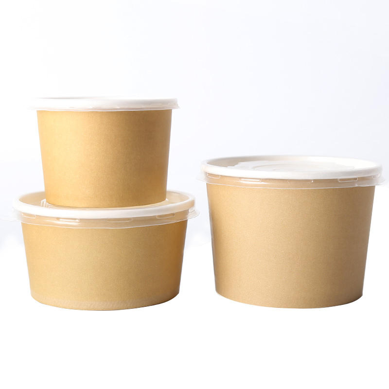 disposable kraft paper bowls with lid soup cup