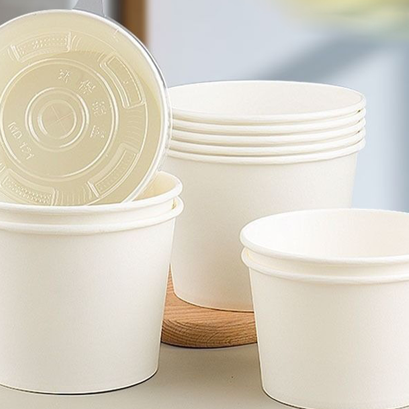 Biodegradable  Containers Paper Lunch Box Bowls Round  Food Packing Containers Kraft Paper Soup Bowls With Lid 